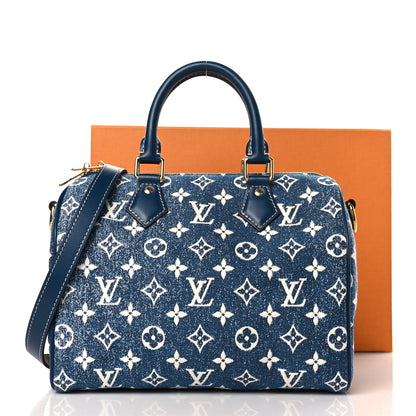 Louis Vuitton Monogram Jacquard Denim Speedy Bandouliere 25 Bleu 9 of 9