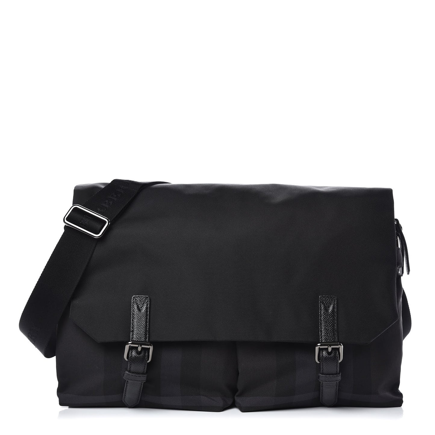 Nylon Jacquard Beat Check Sundorine Messenger Bag Black
