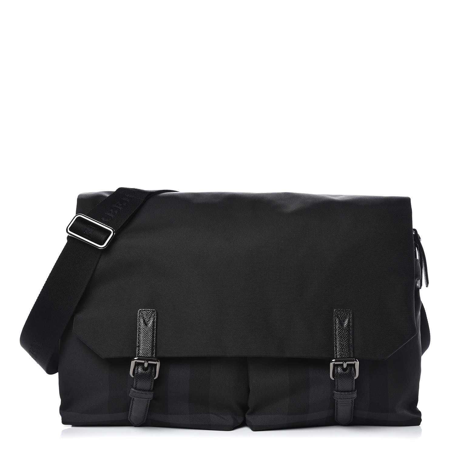 Burberry Nylon Jacquard Beat Check Sundorine Messenger Bag Black 1 of 8