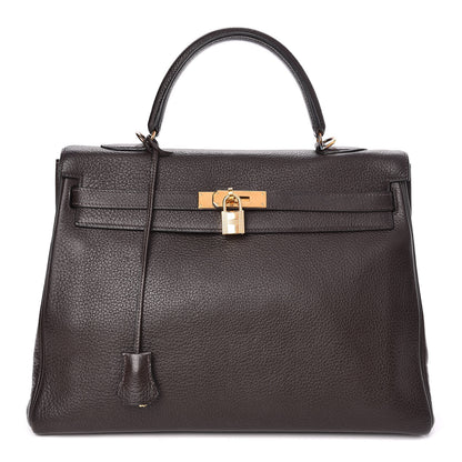 Hermes Taurillon Clemence Kelly Retourne 35 Chocolate 1 of 38