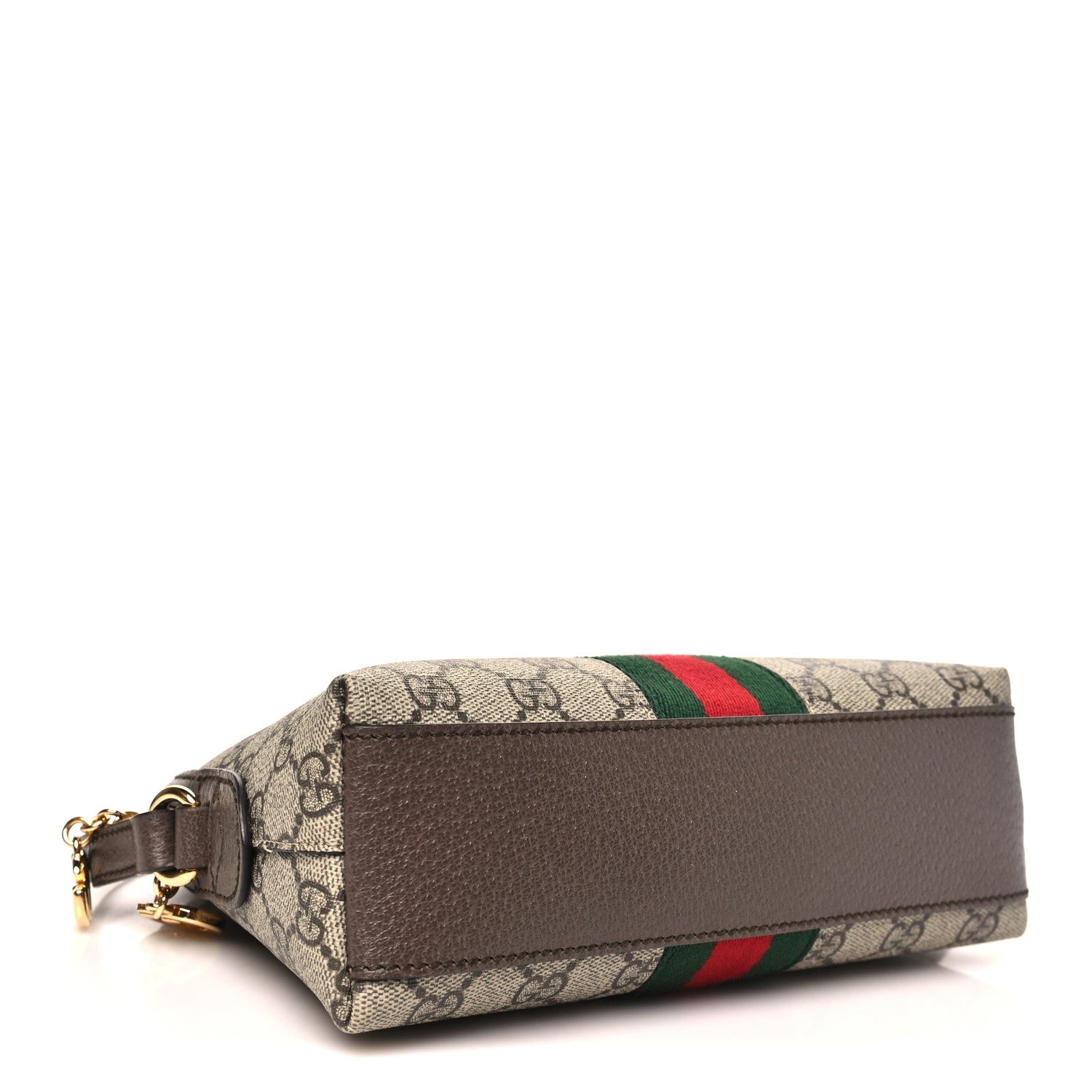 Gucci GG Supreme Monogram Textured Dollar Calfskin Web Small Ophidia Dome Shoulder Bag Beige Ebony New Acero 4 of 10