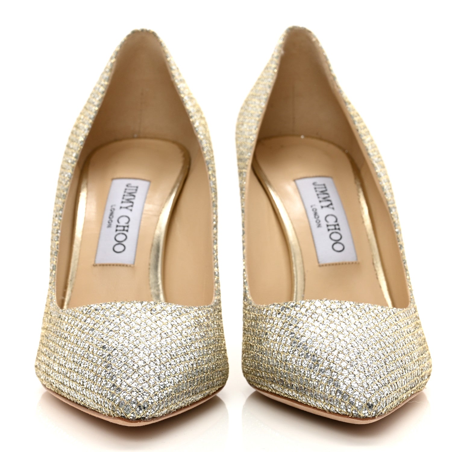 Jimmy Choo Glitter Fabric Romy 85 Pumps 40 Champagne 2 of 8