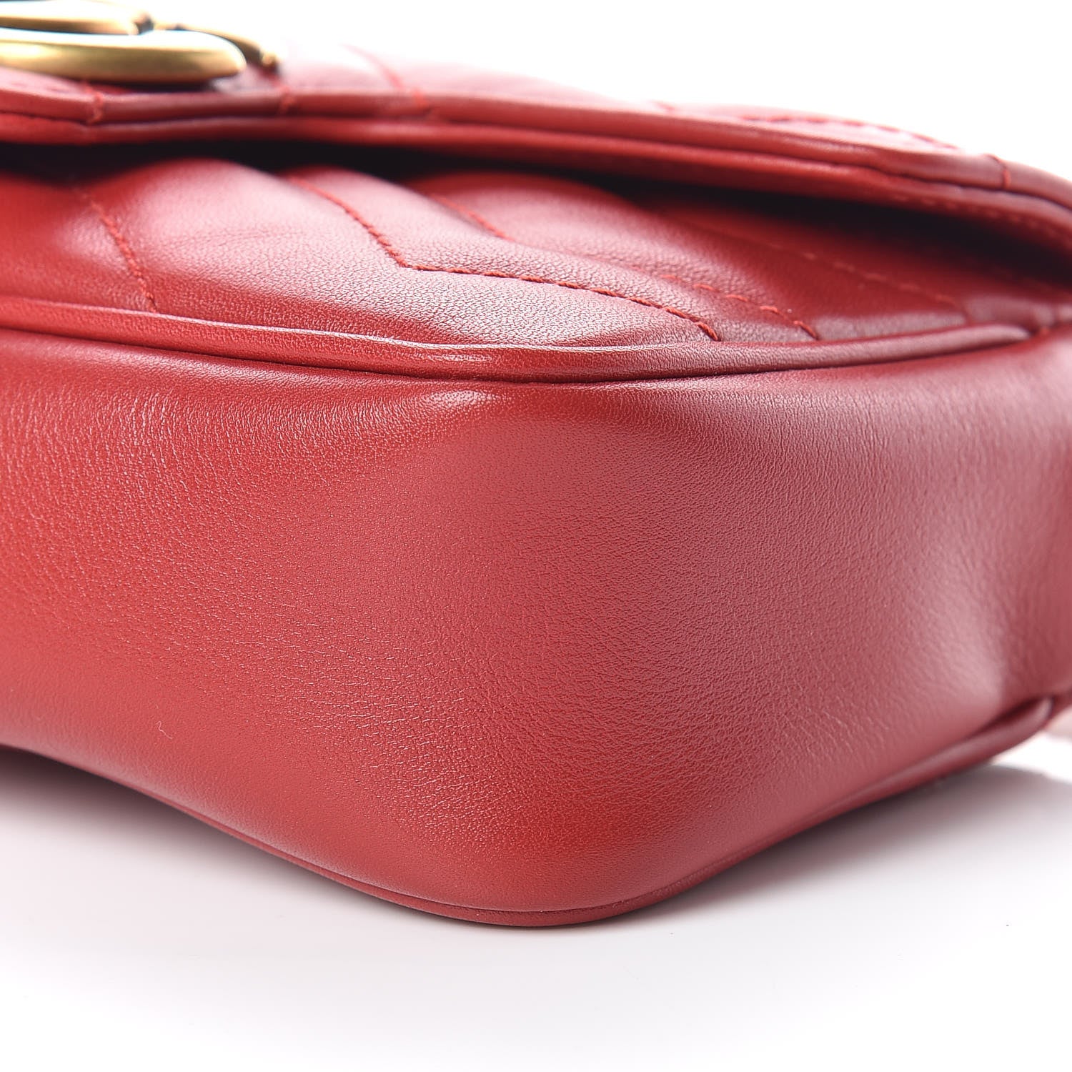 Gucci Calfskin Matelasse Super Mini GG Marmont Shoulder Bag Hibiscus Red 9 of 10