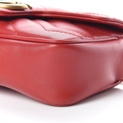 Gucci Calfskin Matelasse Super Mini GG Marmont Shoulder Bag Hibiscus Red 9 of 10