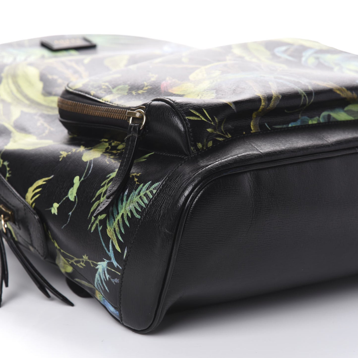 Calfskin Tropical Print Medium Day Backpack Black Multi