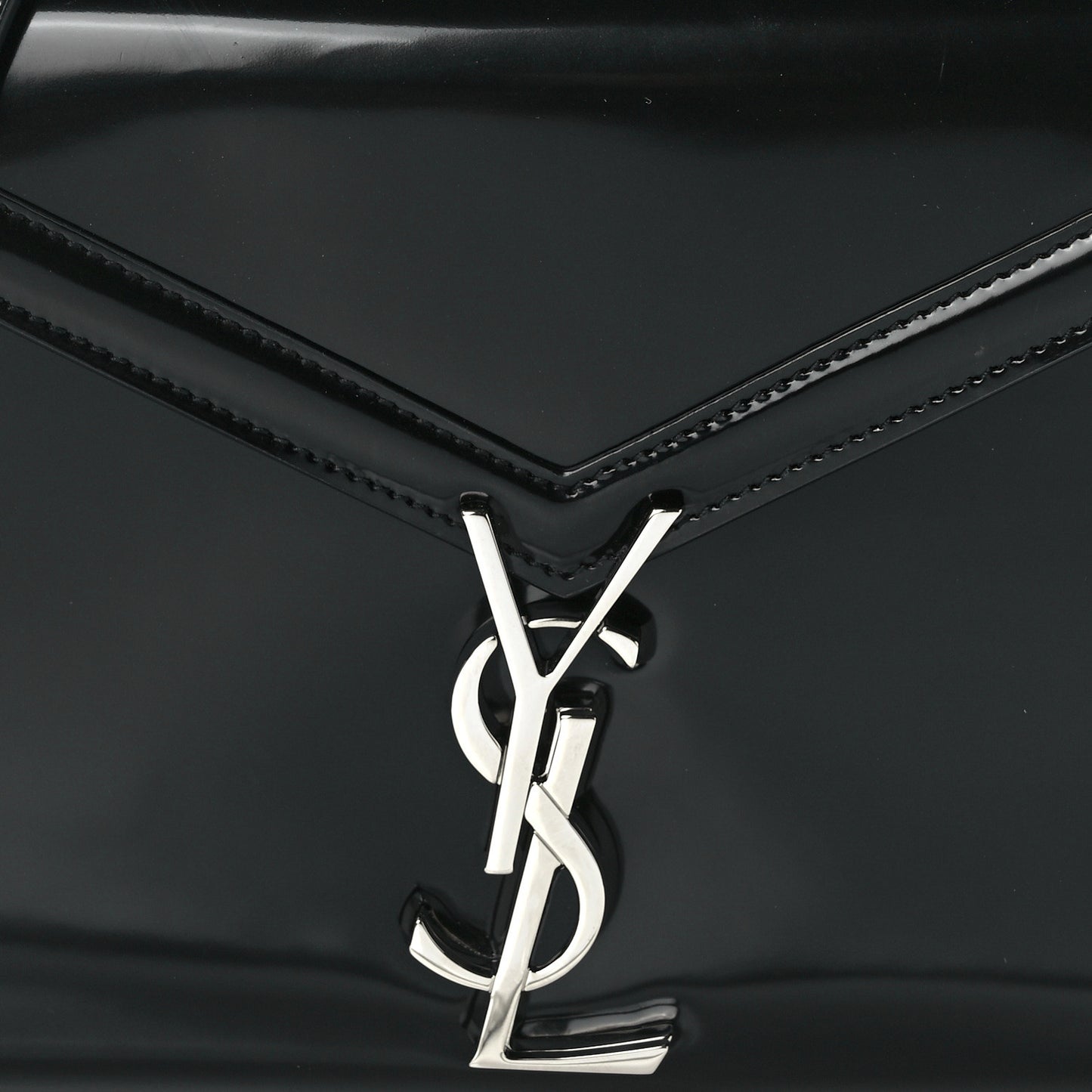 Glazed Calfskin Mini Classic Monogram Cassandra Top Handle Black