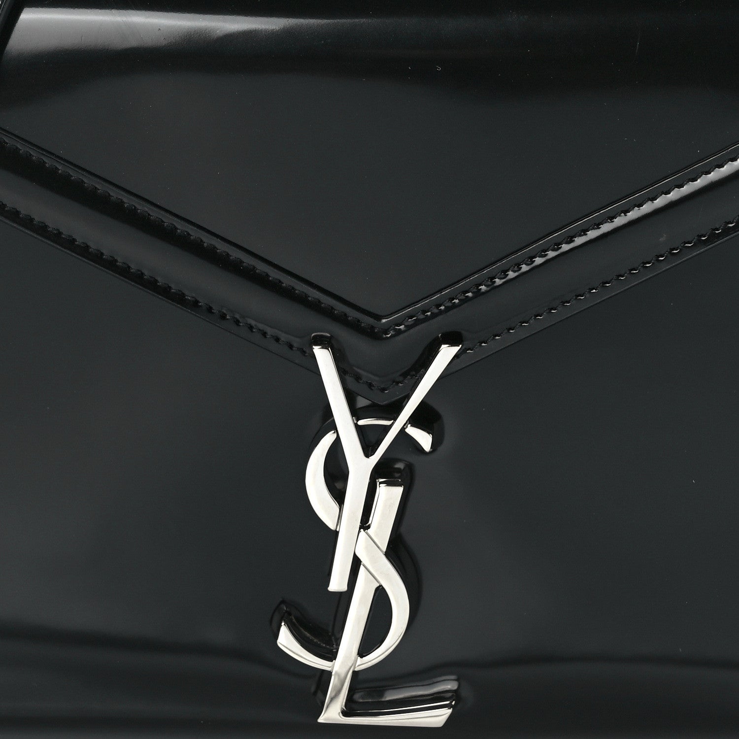 Saint Laurent Glazed Calfskin Mini Classic Monogram Cassandra Top Handle Black 7 of 14