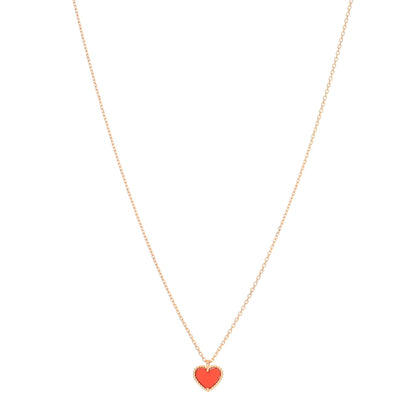 Van Cleef & Arpels 18K Rose Gold Carnelian Sweet Alhambra Heart Pendant Necklace 1 of 4