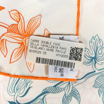 Hermes Silk Della Cavalleria Favolosa Double Face Scarf 90 White Jaune Paille 2 of 3