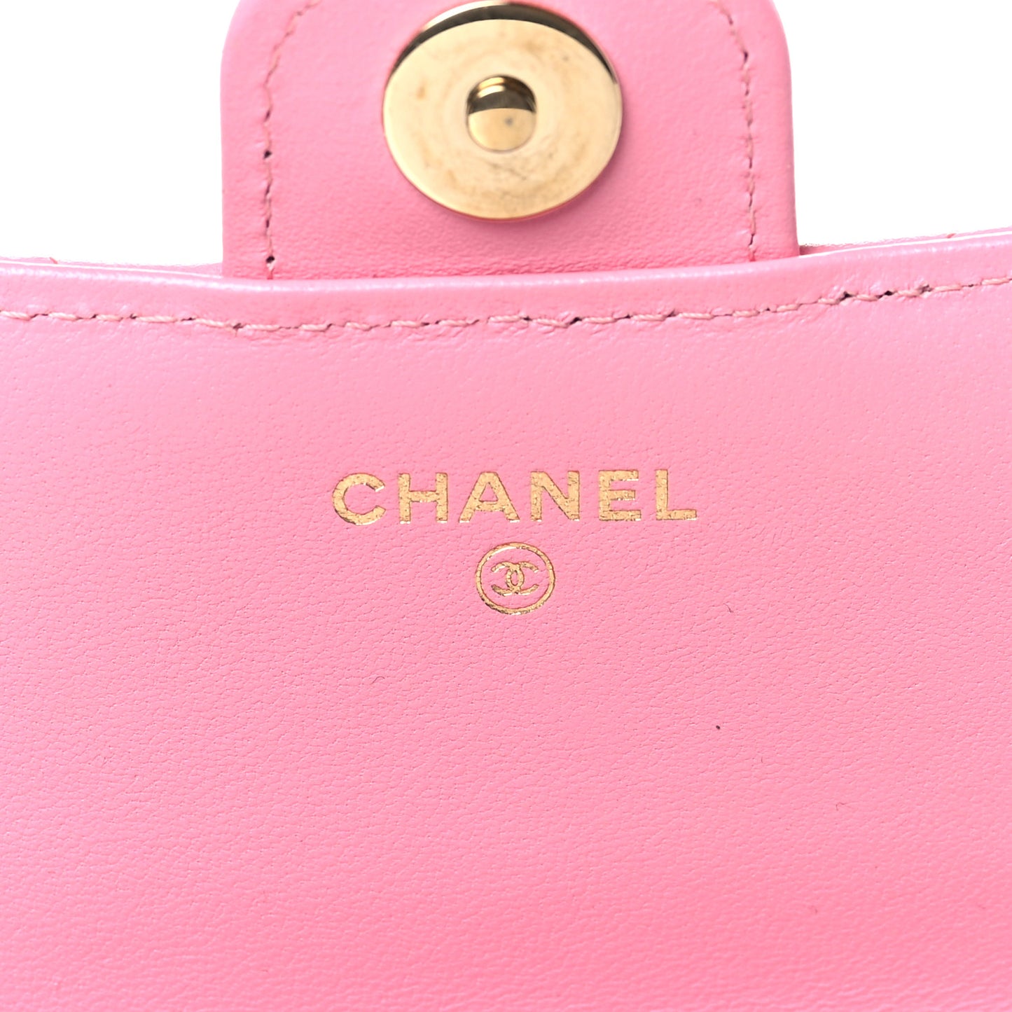 Lambskin Quilted Flap Phone Holder With Chain Pink