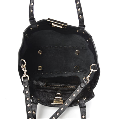 Valentino Garavani Pebbled Calfskin Mini Rockstud Tote Black 4 of 8