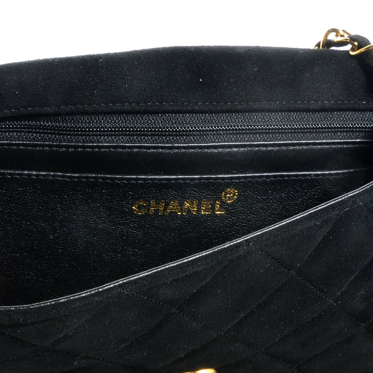 Suede Quilted Small Flap Black