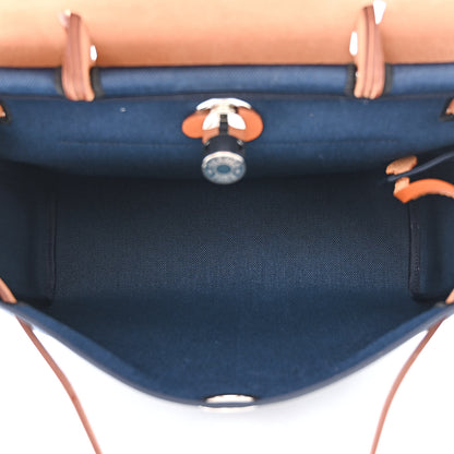 Hermes Toile Officier Vache Hunter Laque Horseshoe Herbag Zip PM 31 Bleu De Malte Natural 6 of 14