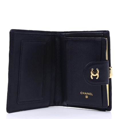 Chanel Lambskin Diamond Stitched Compact French Wallet Navy 6 of 18