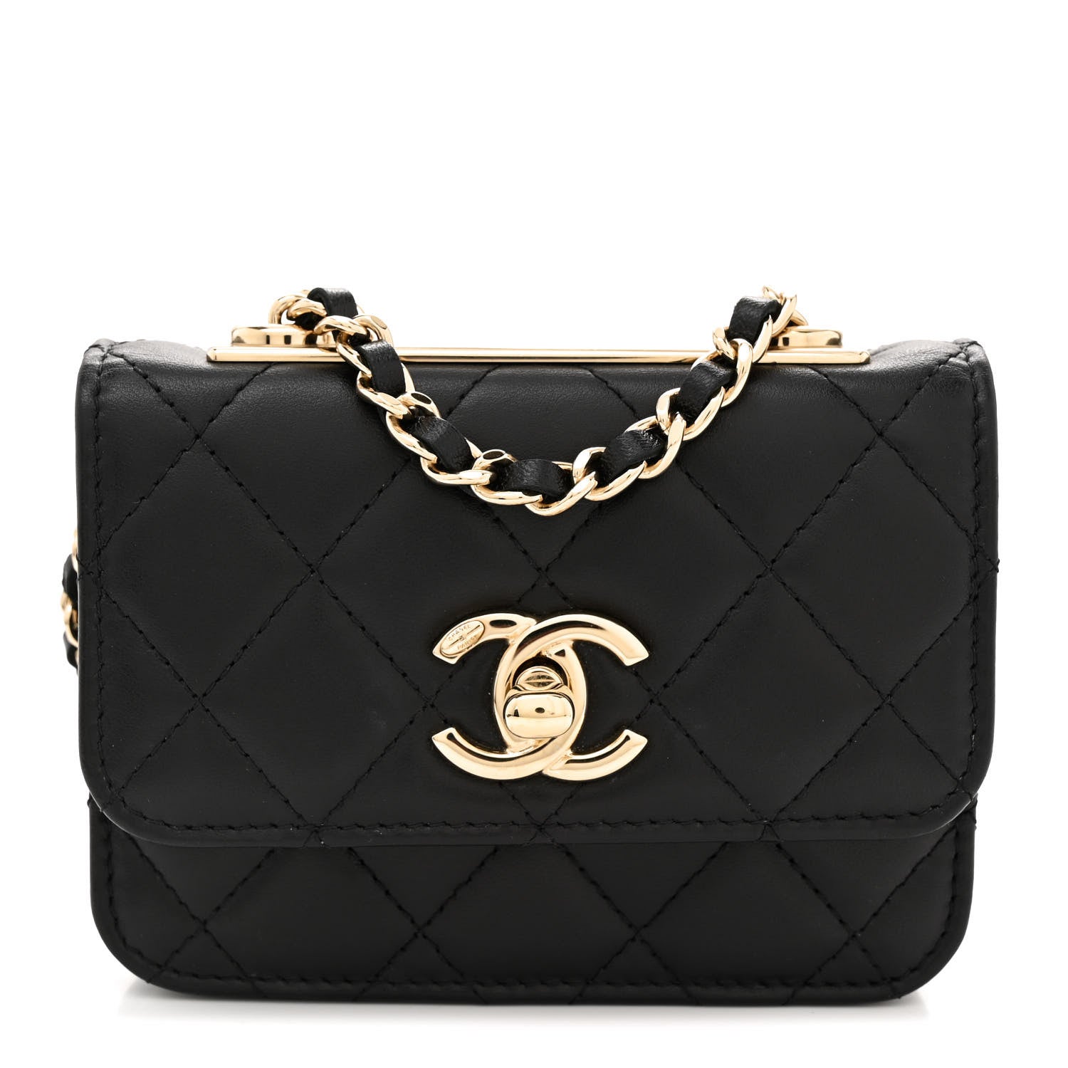 Chanel Lambskin Quilted Trendy CC Card Holder On Chain Black 1 of 11