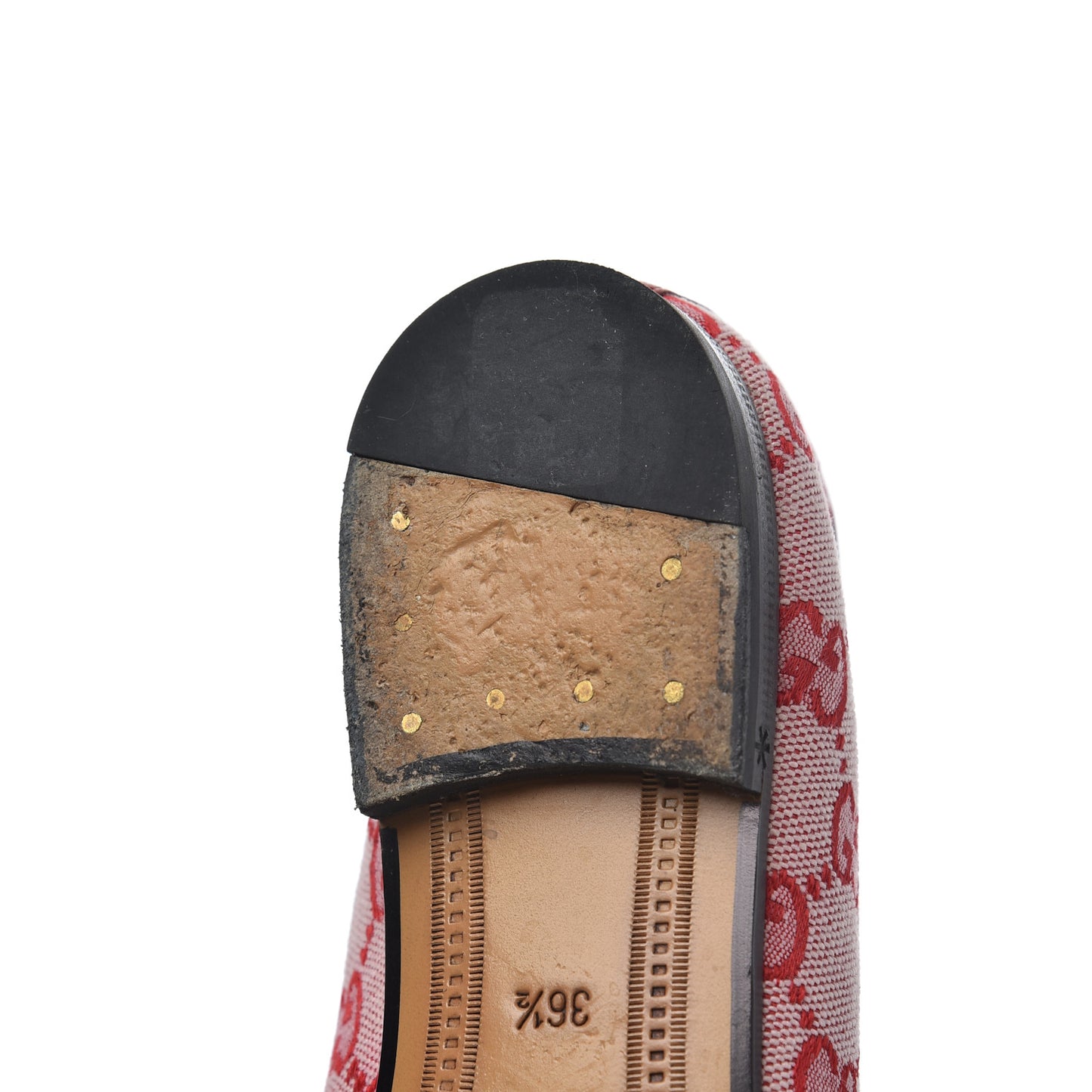 Canvas GG Monogram Horsebit Womens Jordaan Loafers 36.5 Gardenia Hibiscus Red