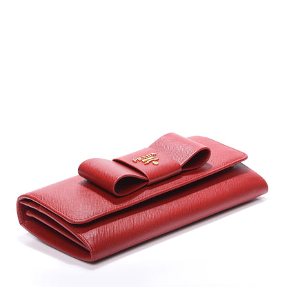 Prada Saffiano Fiocco Bow Continental Wallet Fuoco 3 of 11
