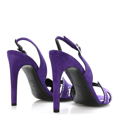Hermes Suede Goatskin Crystal Heden 105 Sandals 40 Violet Majorette 5 of 9