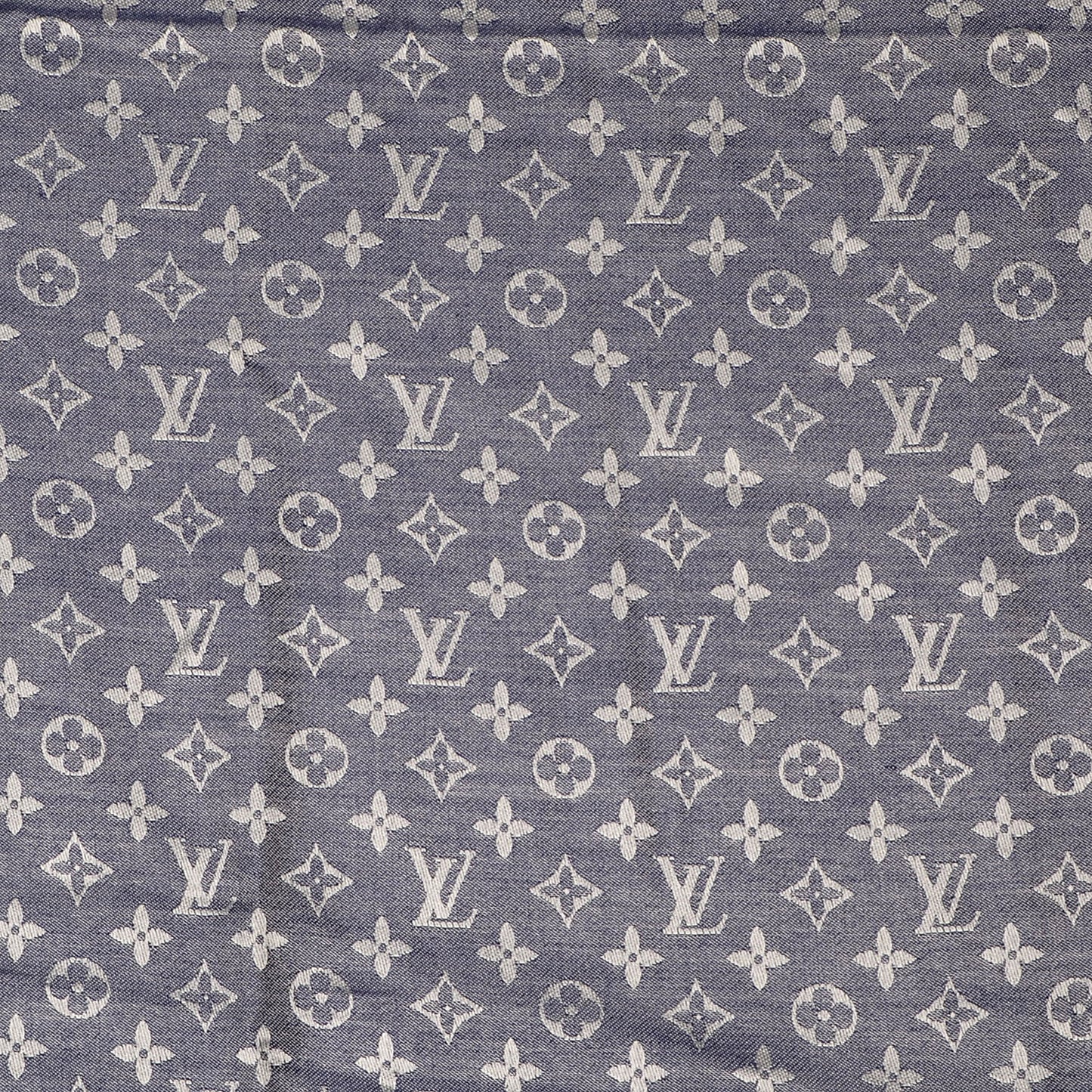 Silk Wool Monogram Denim Shawl Blue