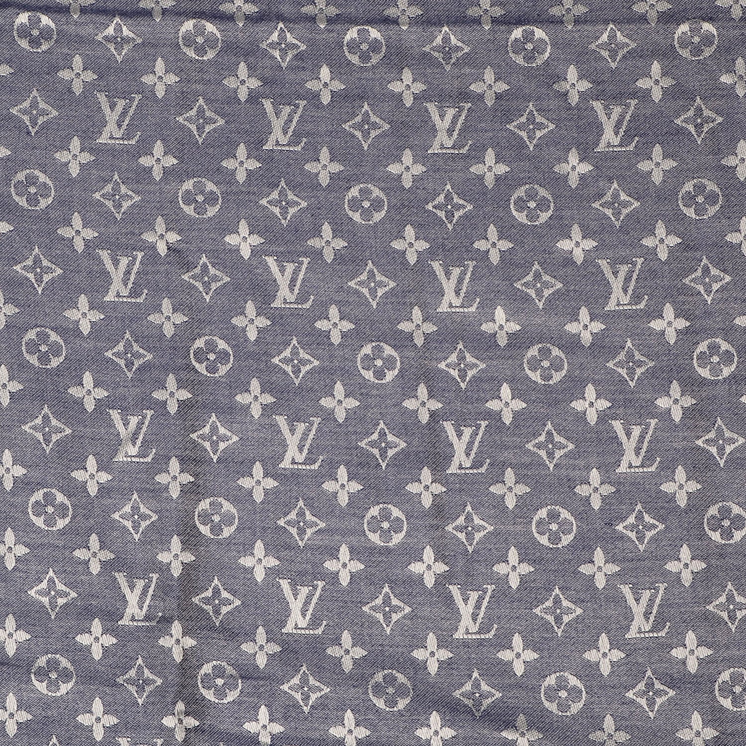 Louis Vuitton Silk Wool Monogram Denim Shawl Blue 1 of 5