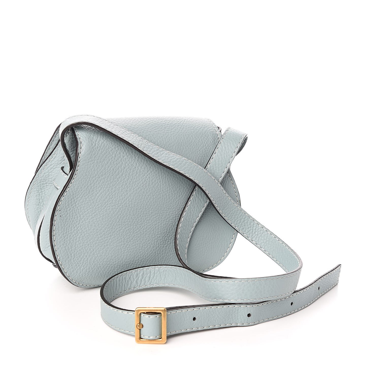 Calfskin Mini Marcie Round Crossbody Bag Faded Blue