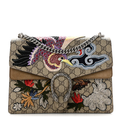 Gucci GG Supreme Monogram Embroidered Medium Dionysus Shoulder Bag Taupe 1 of 19