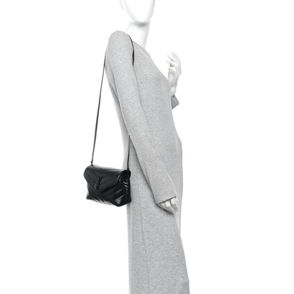 Saint Laurent Calfskin Y Quilted Monogram Monochrome Toy Loulou Crossbody Bag Black 2 of 11