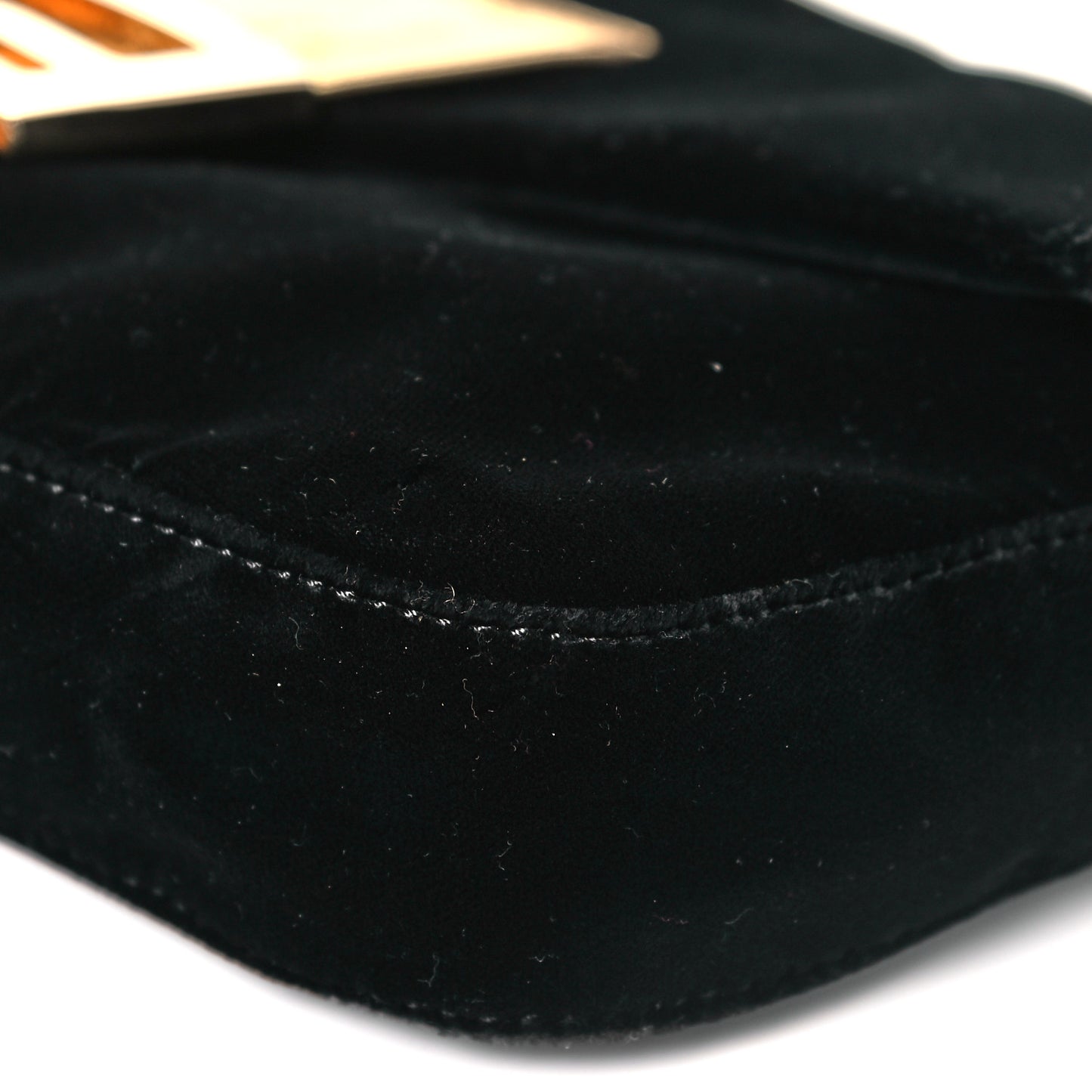 Velvet Metal Fringe Baguette Black Gold
