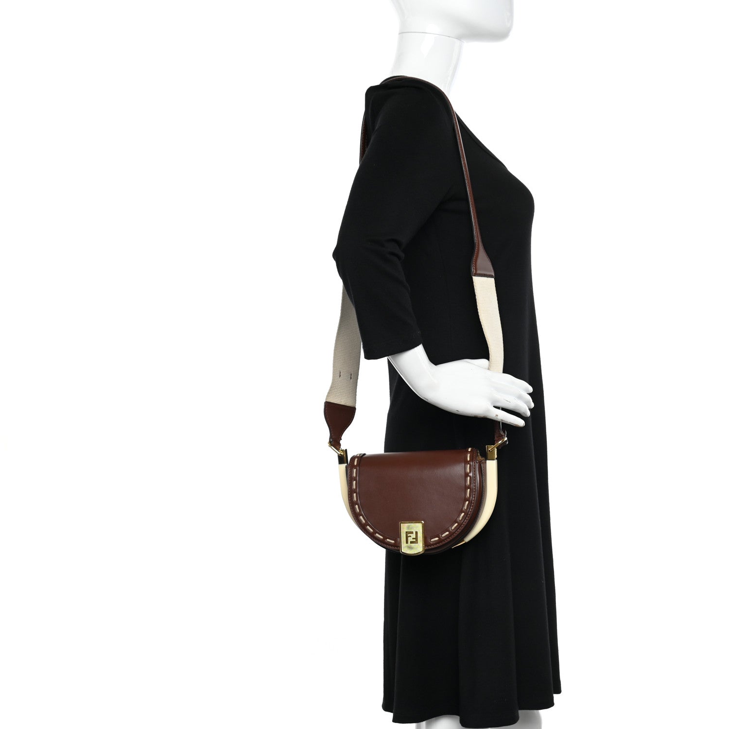 Fendi Vitello King Plexiglass Macro Stitchings Moonlight Shoulder Bag Praline 2 of 11