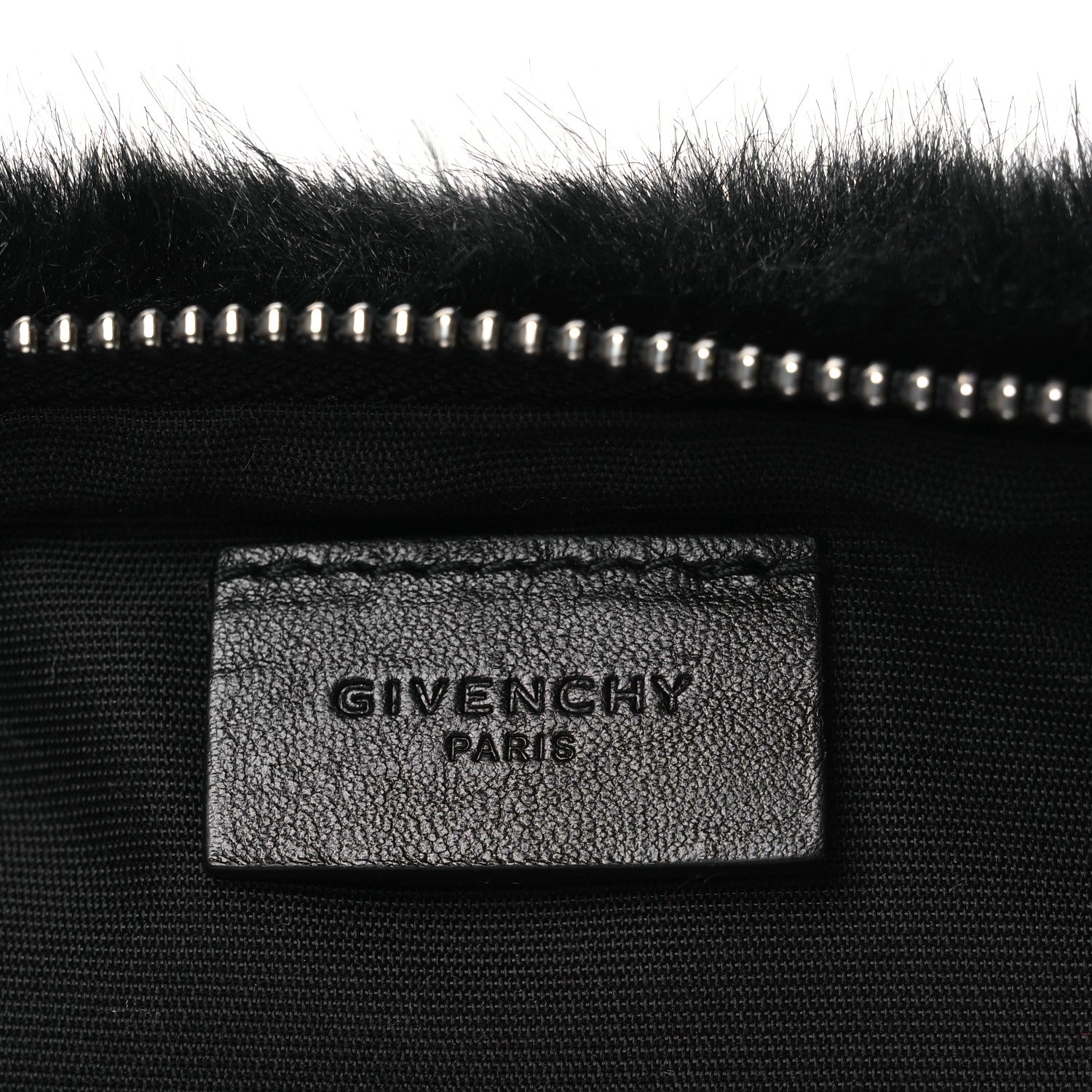 Givenchy Faux Fur Two Tone Large GV3 Pouch Wristlet Black White 6 of 10