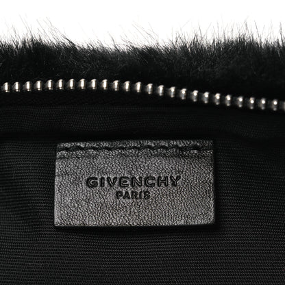 Givenchy Faux Fur Two Tone Large GV3 Pouch Wristlet Black White 6 of 10