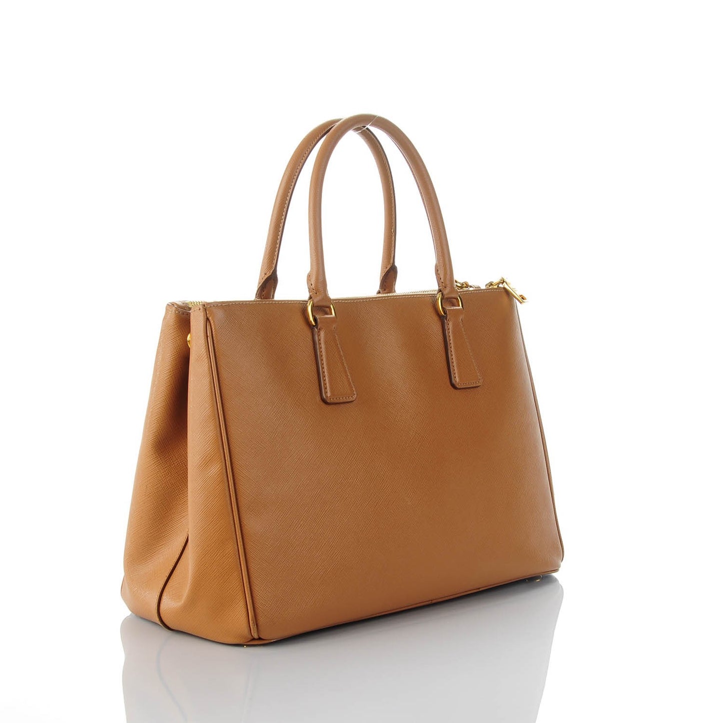 Saffiano Medium Galleria Double Zip Tote Caramel