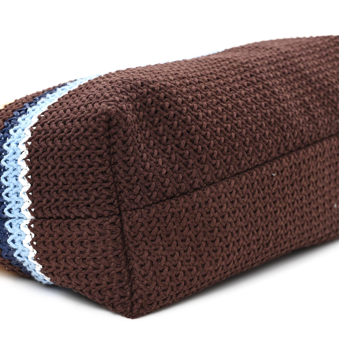 Raffia Crochet Stripe Tote Bag Cacao Celeste Natural