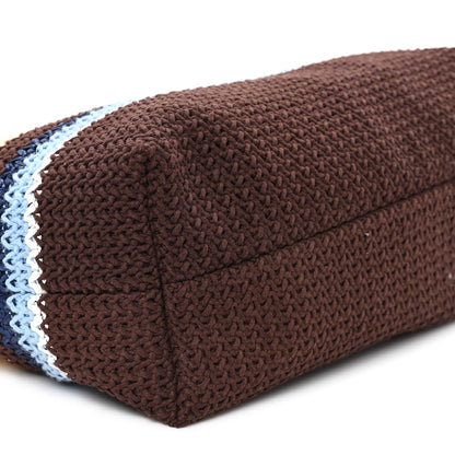 Miu Miu Raffia Crochet Stripe Tote Bag Cacao Celeste Natural 9 of 10