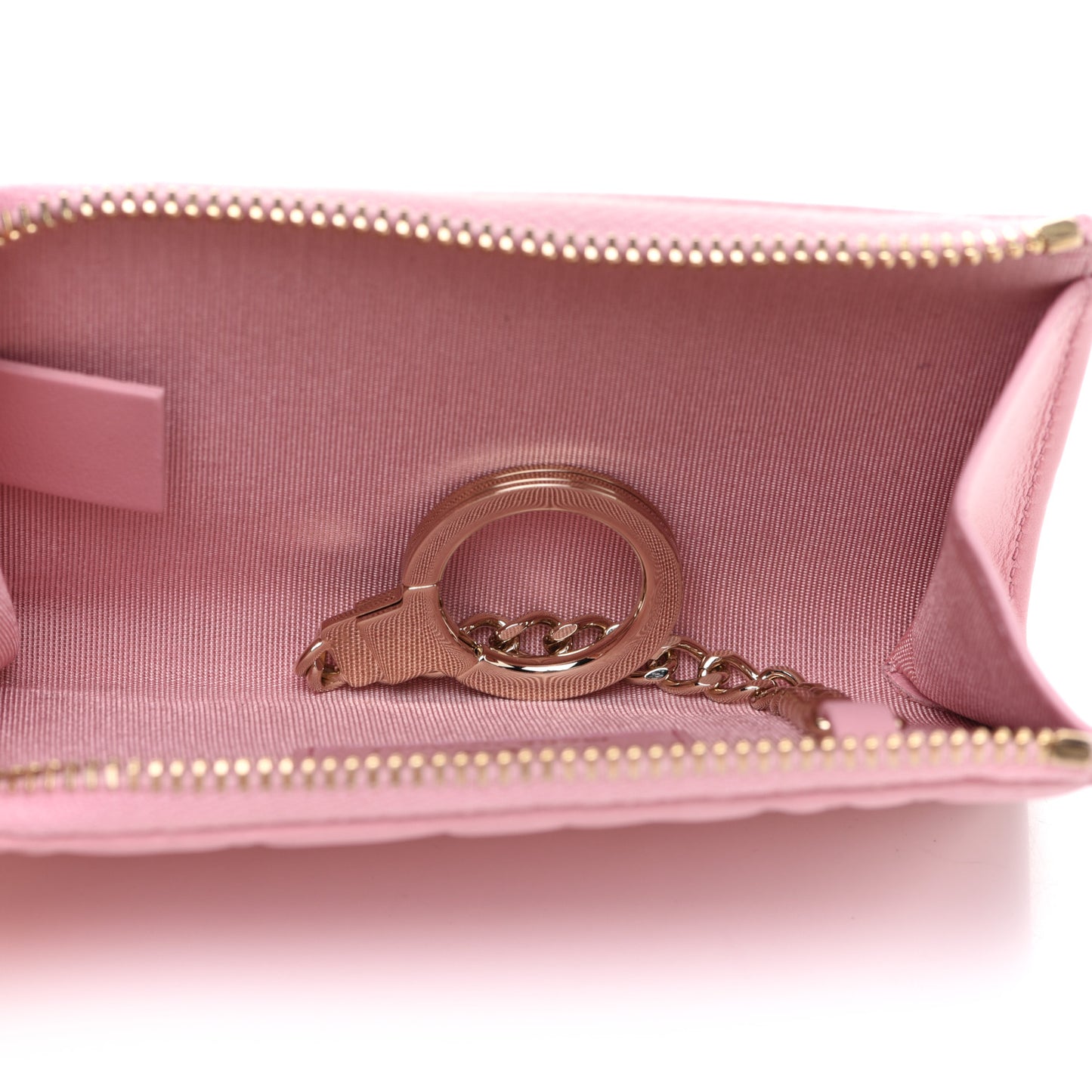 Lambskin Camellia Embossed Key Holder Case Pink