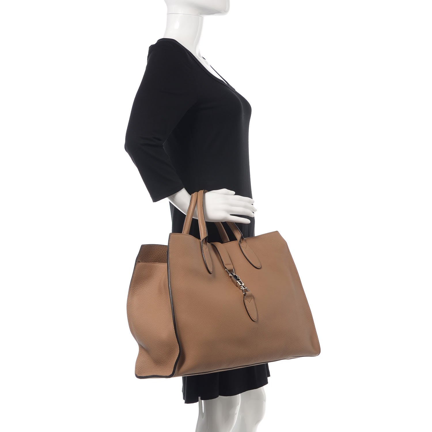 Gucci Soft Calfskin Medium Jackie Top Handle Bag Classic Camel 2 of 10
