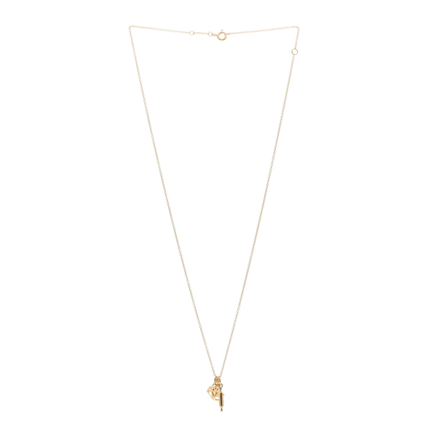 18K Yellow Gold 3 Charm Pendant Necklace