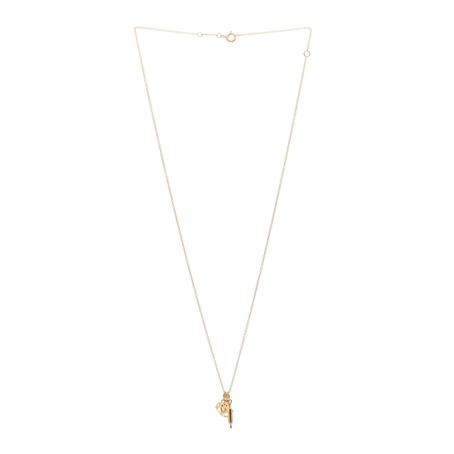 Tiffany 18K Yellow Gold 3 Charm Pendant Necklace 3 of 4