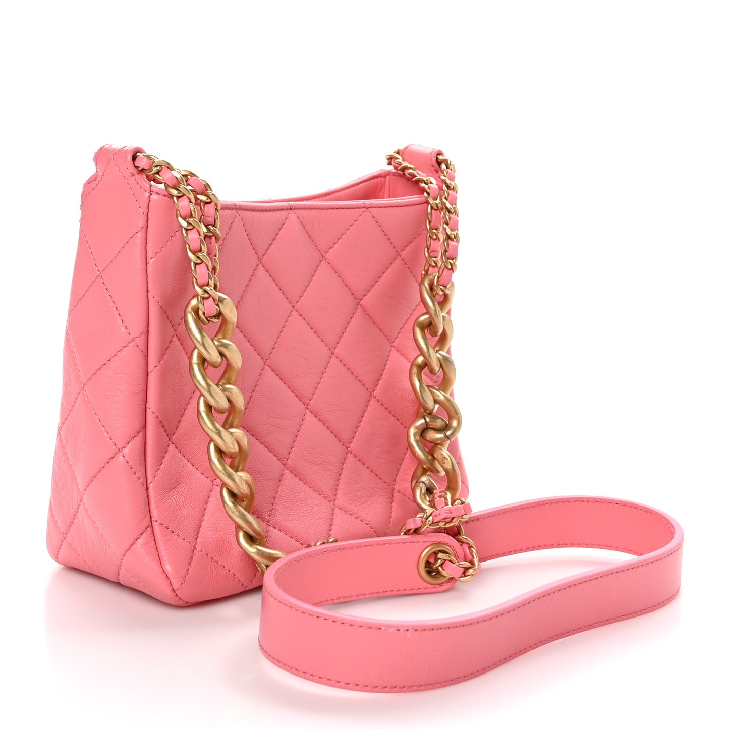 Lambskin Quilted Multi Chain Hobo Pink