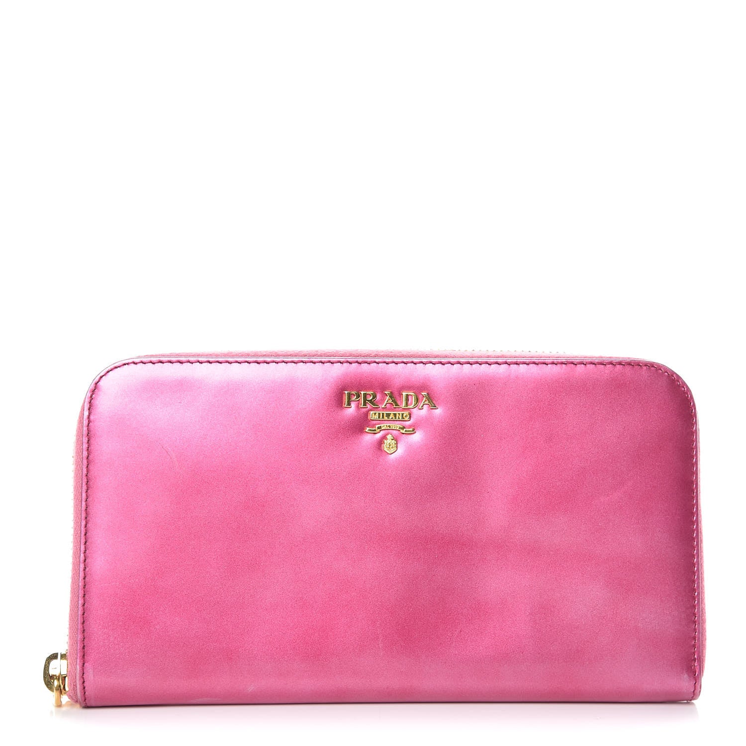 Prada Spazzolato Zip Around Wallet Fuxia 1 of 11