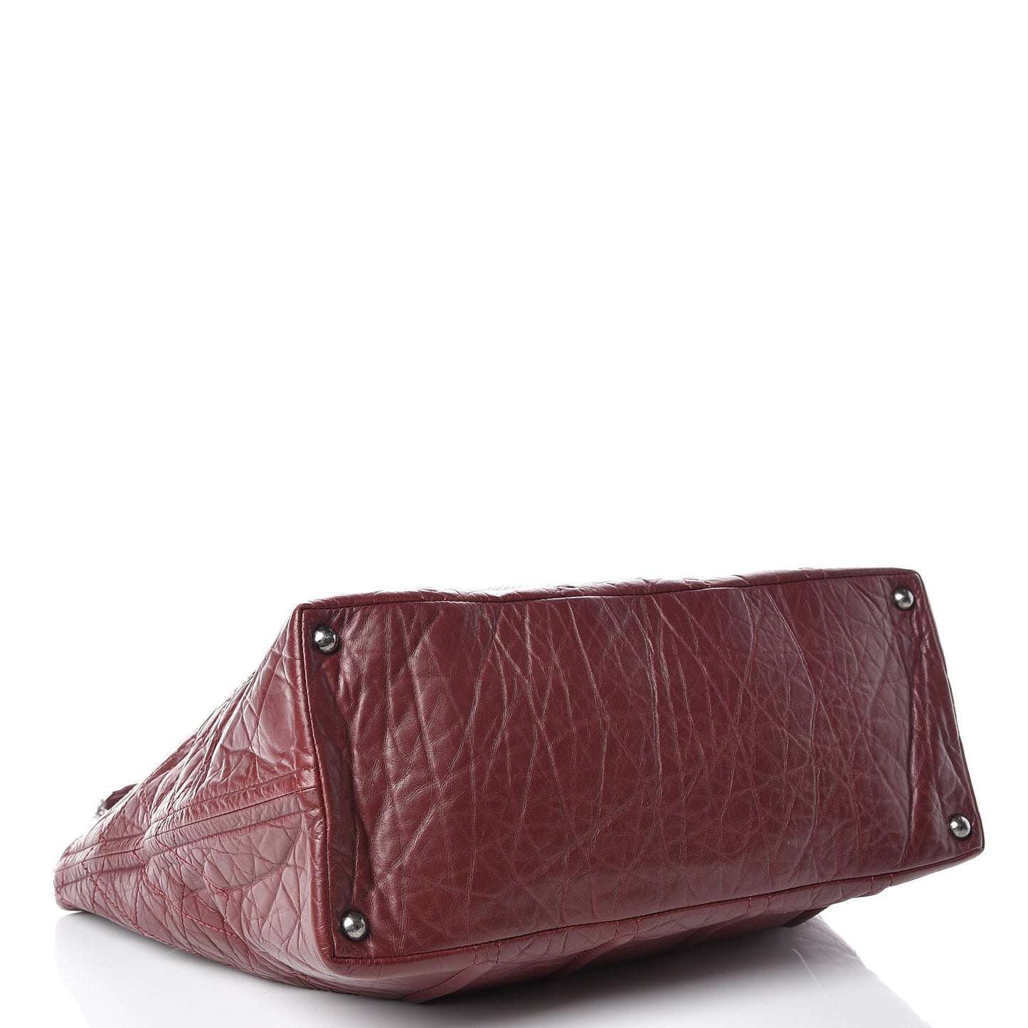 Aged Calfskin Large Shopping In Moscow Tote Burgundy