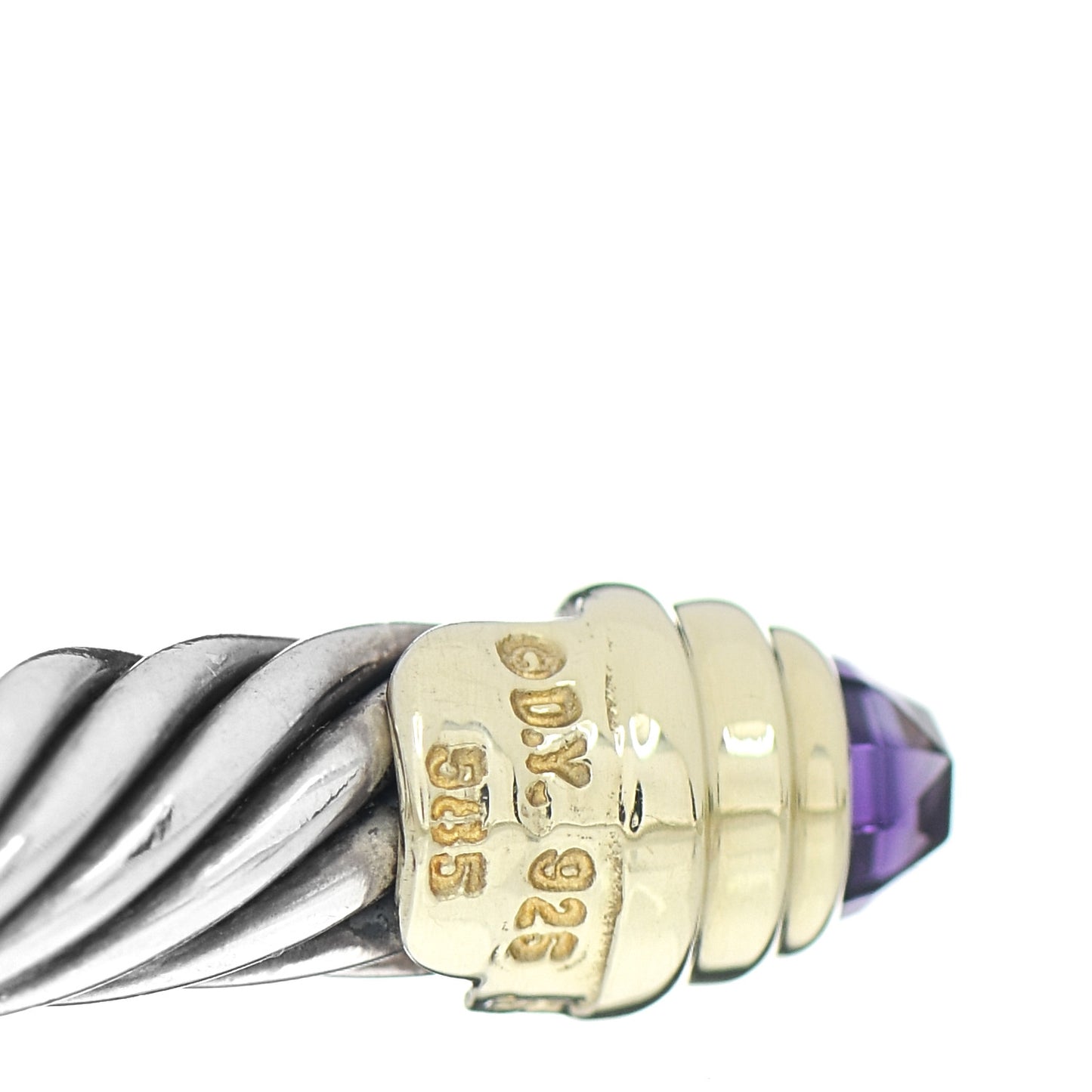 Sterling Silver 14K Yellow Gold Amethyst 5mm Cable Classics Petite Color Bracelet