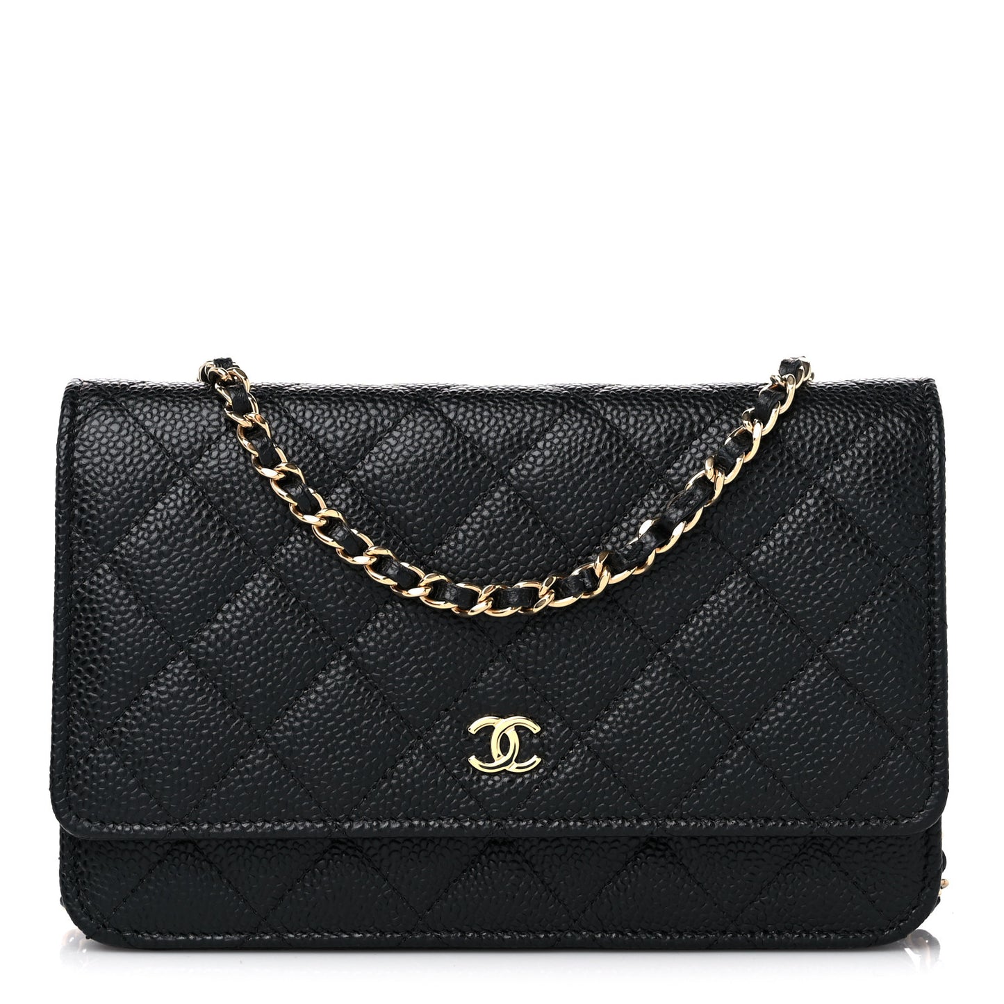 Caviar Quilted Wallet on Chain WOC Black