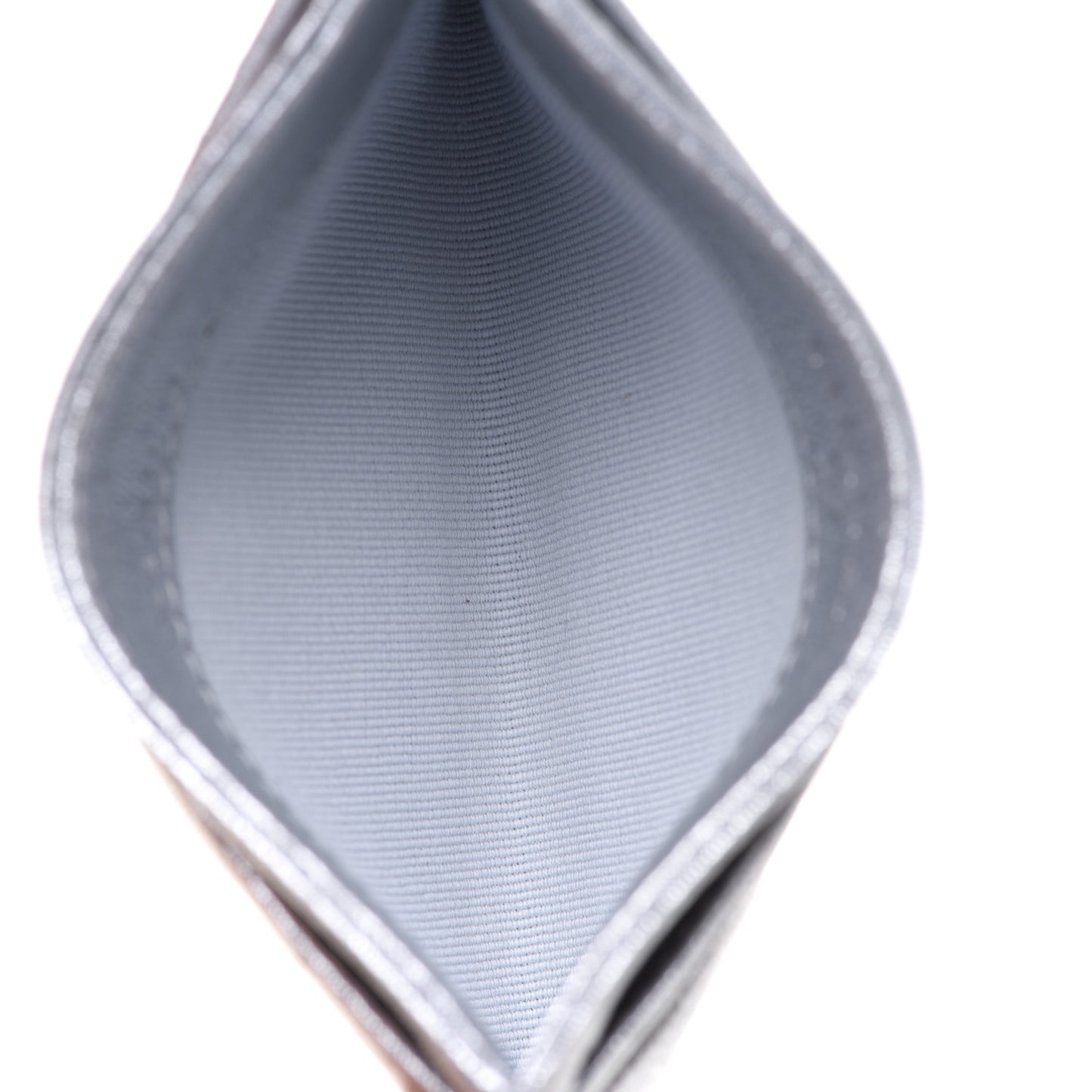 Metallic Lambskin Quilted Card Holder Silver
