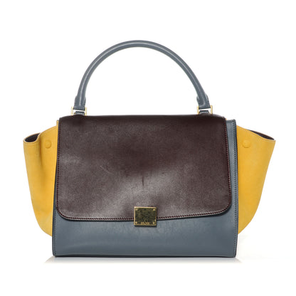 Celine Calfskin and Suede Small Tri-Color Trapeze Burgundy 1 of 8