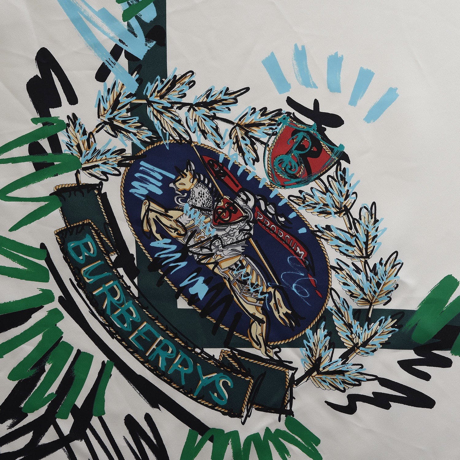 Burberry Silk Scribble Archive Crest Square Scarf Bright Navy 3 of 5