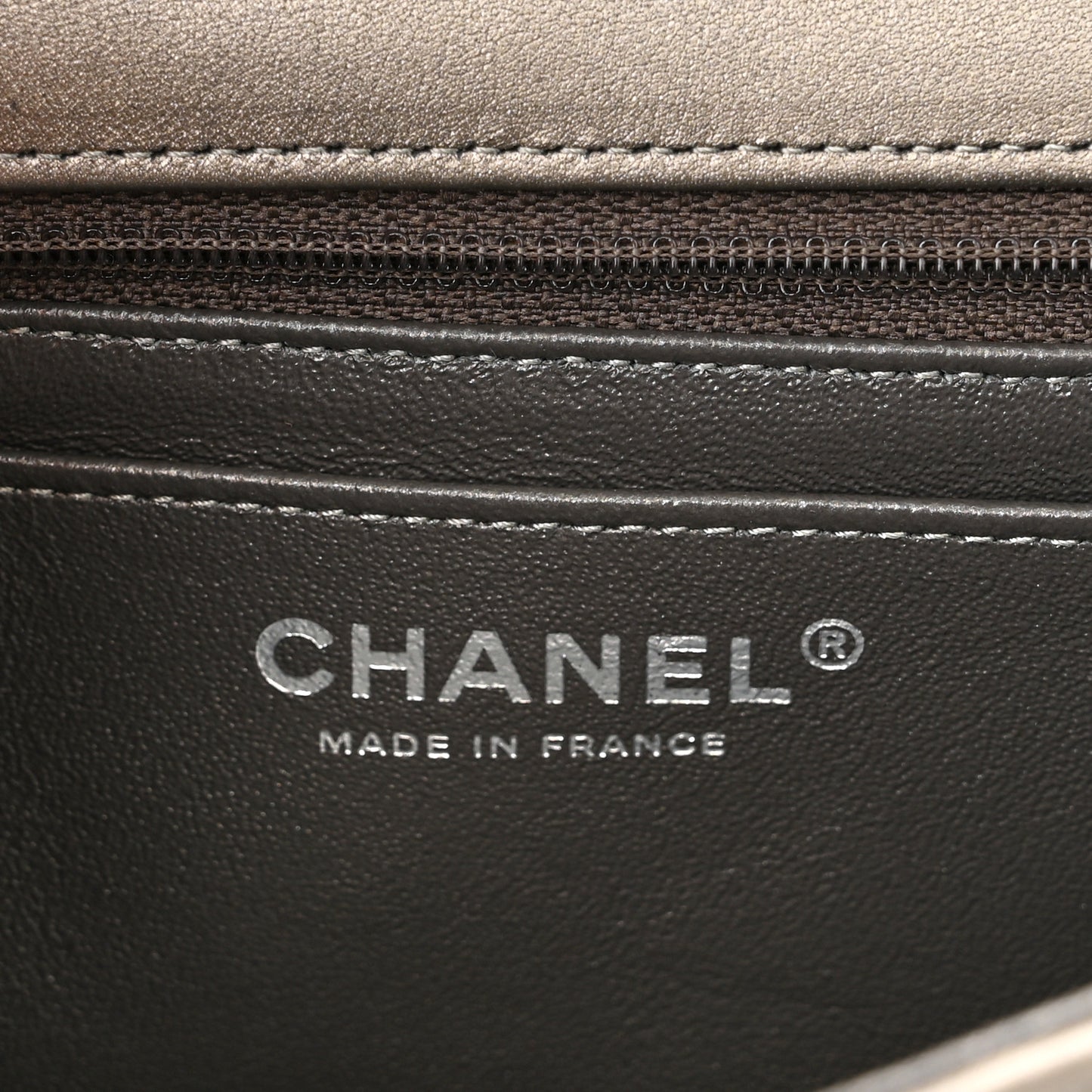 Metallic Calfskin Quilted Mini Rectangular Flap Ruthenium