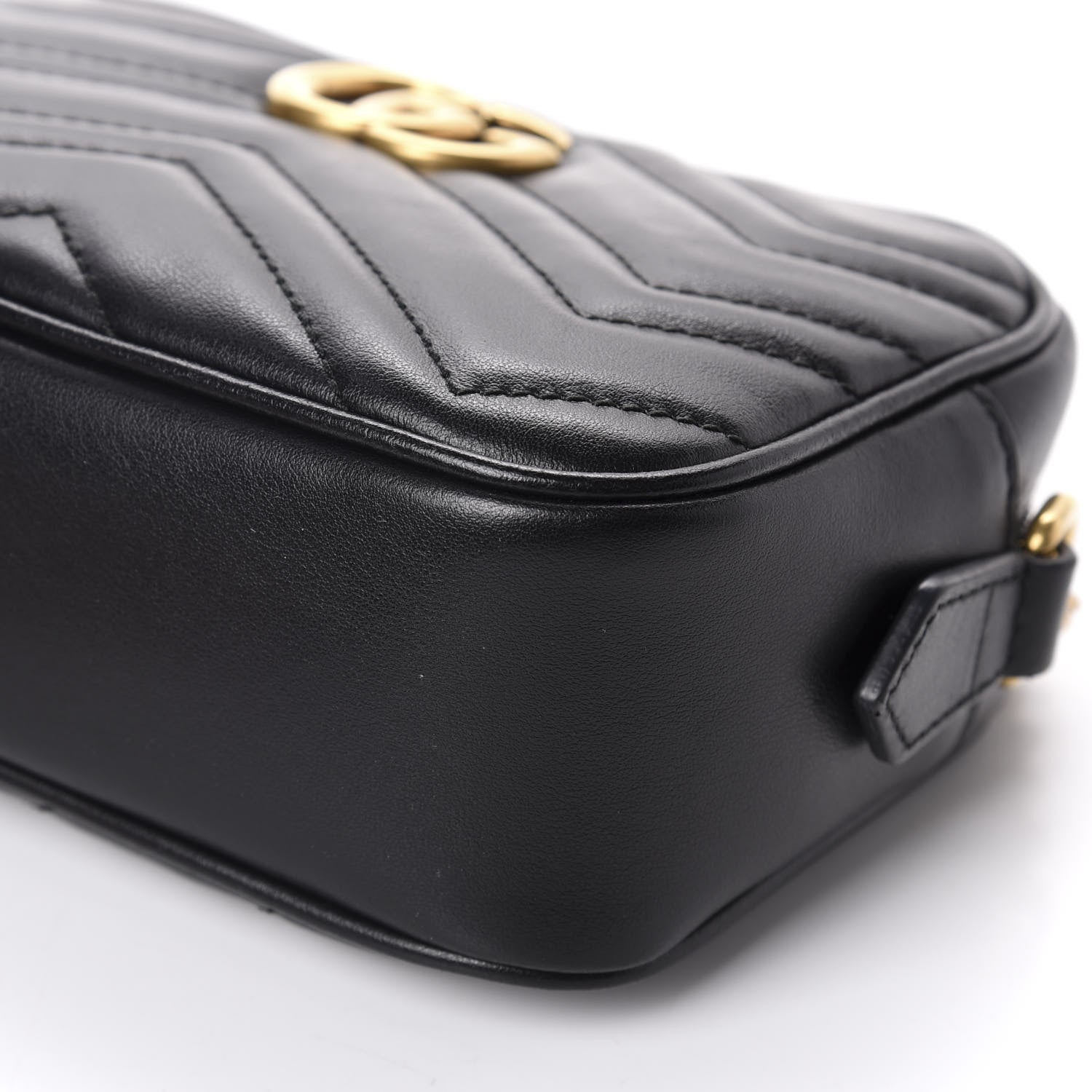 Gucci Calfskin Matelasse Mini GG Marmont Chain Shoulder Bag Black 7 of 10
