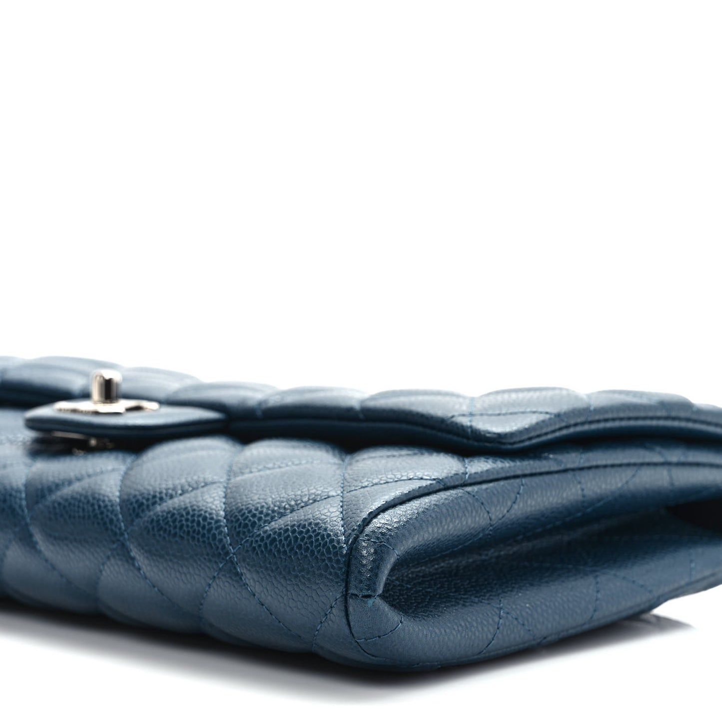 Caviar Quilted Clutch With Chain Flap Blue