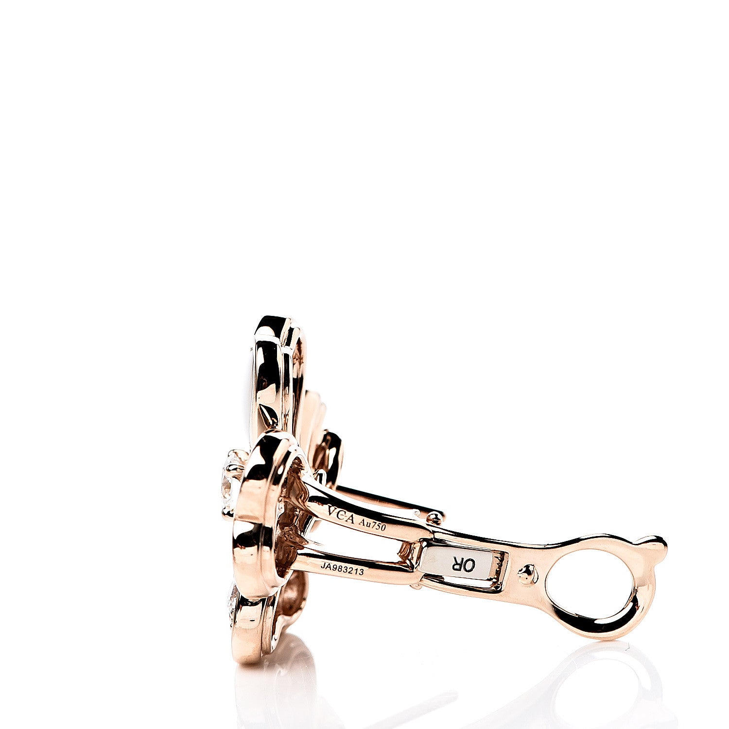 Van Cleef & Arpels 18K Rose Gold Diamond Mother of Pearl Small Cosmos Earrings 4 of 5